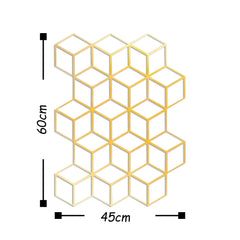 Décoration murale géométrique cubes 3D Demin L45xH60cm Métal Or