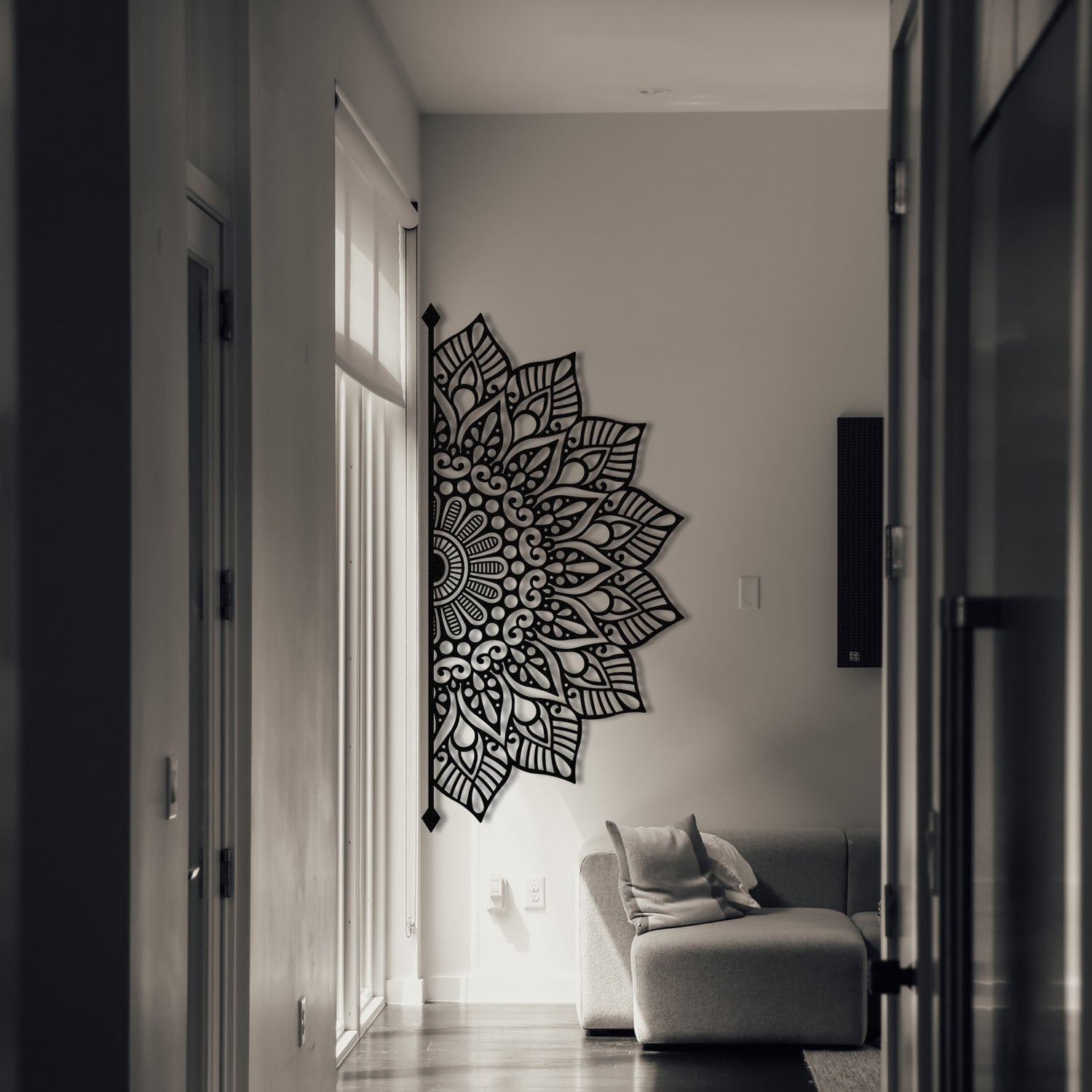 Décoration murale Jokke L160xH77cm demi mandala arabesque Métal Noir