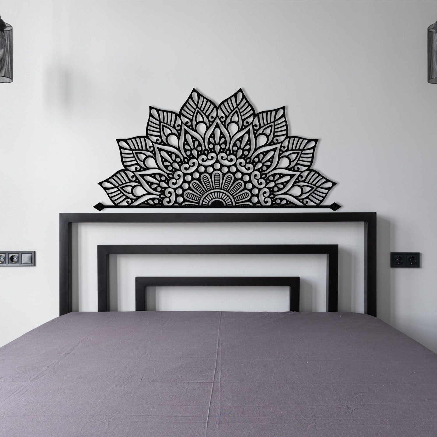 Décoration murale Jokke L160xH77cm demi mandala arabesque Métal Noir