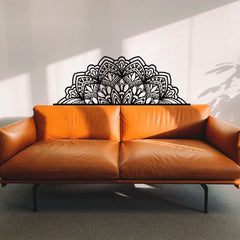 Décoration murale Simke L160xH57cm demi mandala floral Métal Noir