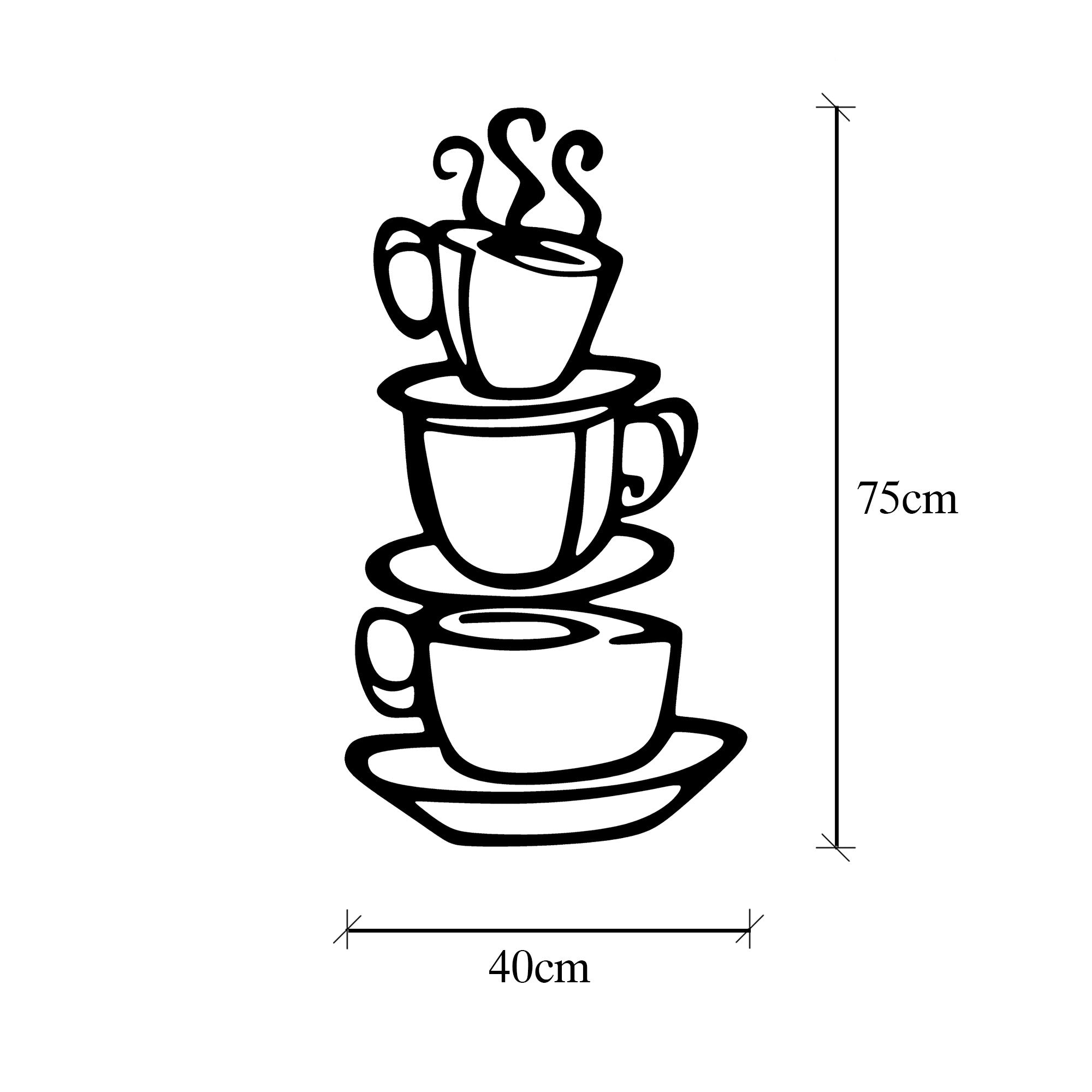 Décoration murale tasses de café Valna L40xH75cm Métal Noir