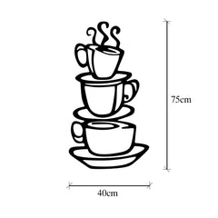 Décoration murale tasses de café Valna L40xH75cm Métal Noir