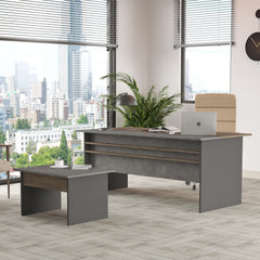 Ensemble Bureau et table basse Harvey Bois Nature et Gris