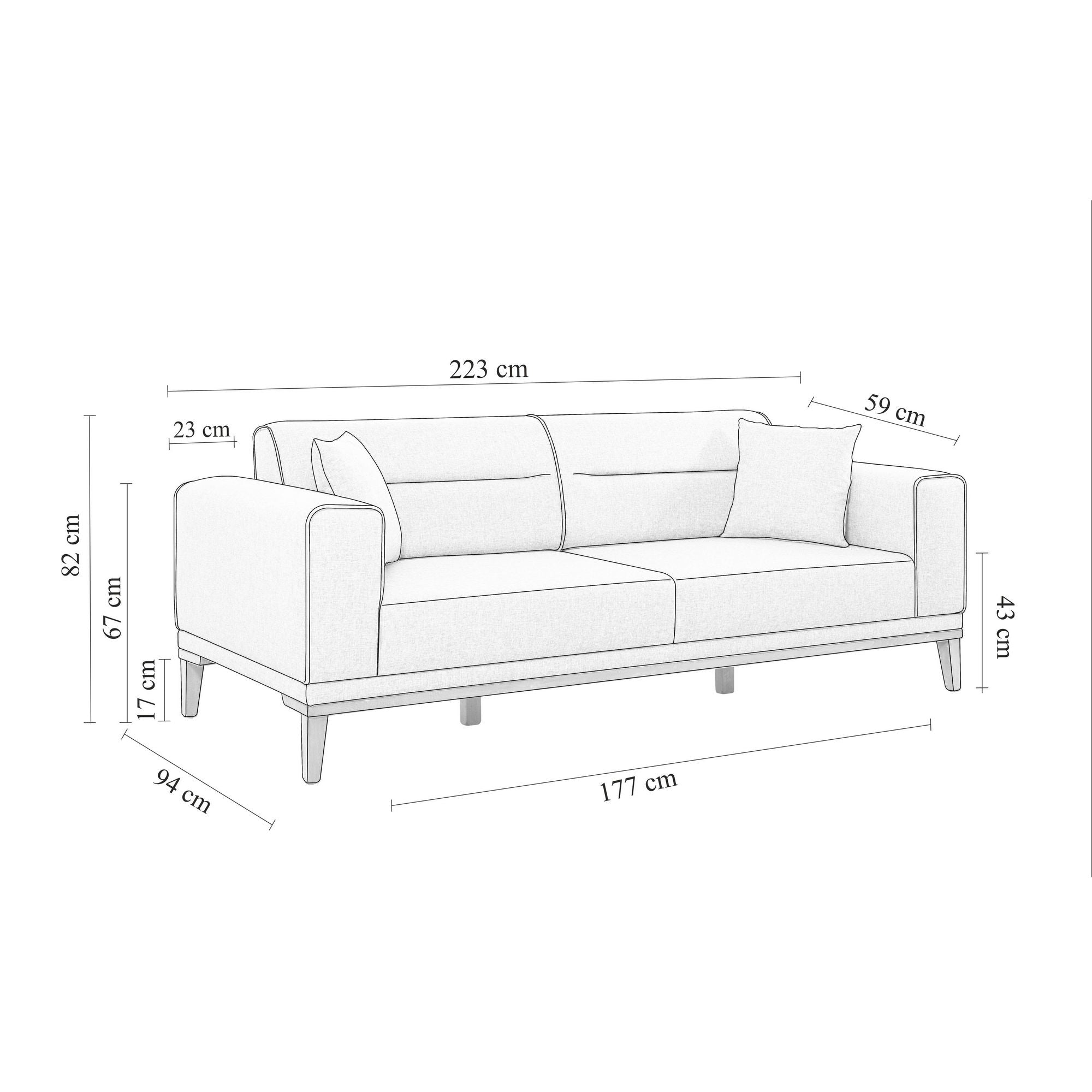 Ensemble canapé 3 places convertible, Fauteuil et table d'appoint Agios Tissu Bleu foncé