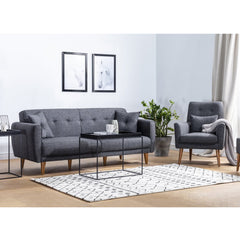 Ensemble canapé 3 places convertible, Fauteuil Uzume Tissu Anthracite