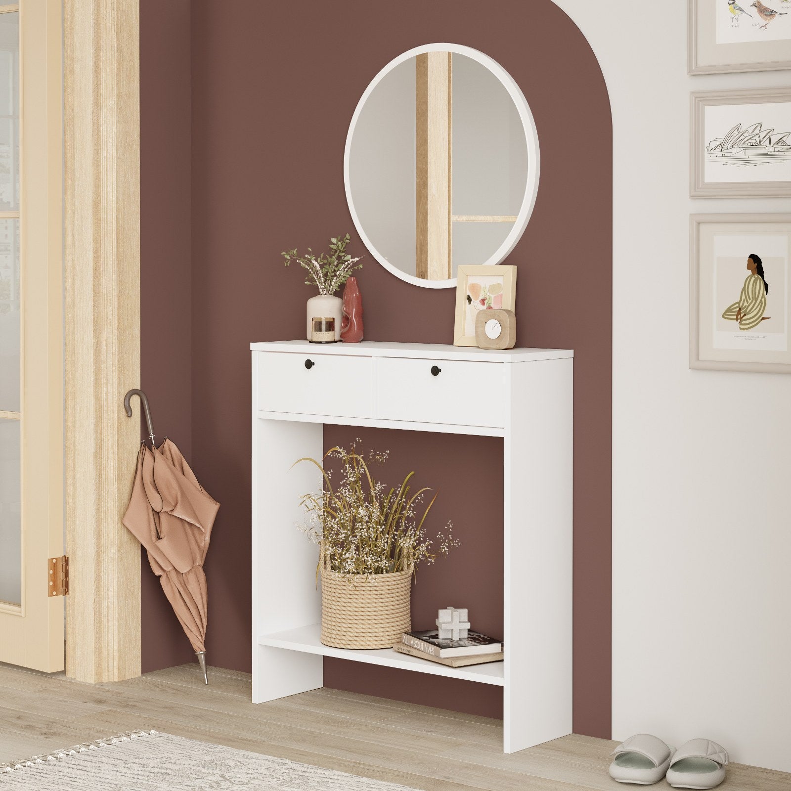 Ensemble console avec miroir Iota Blanc