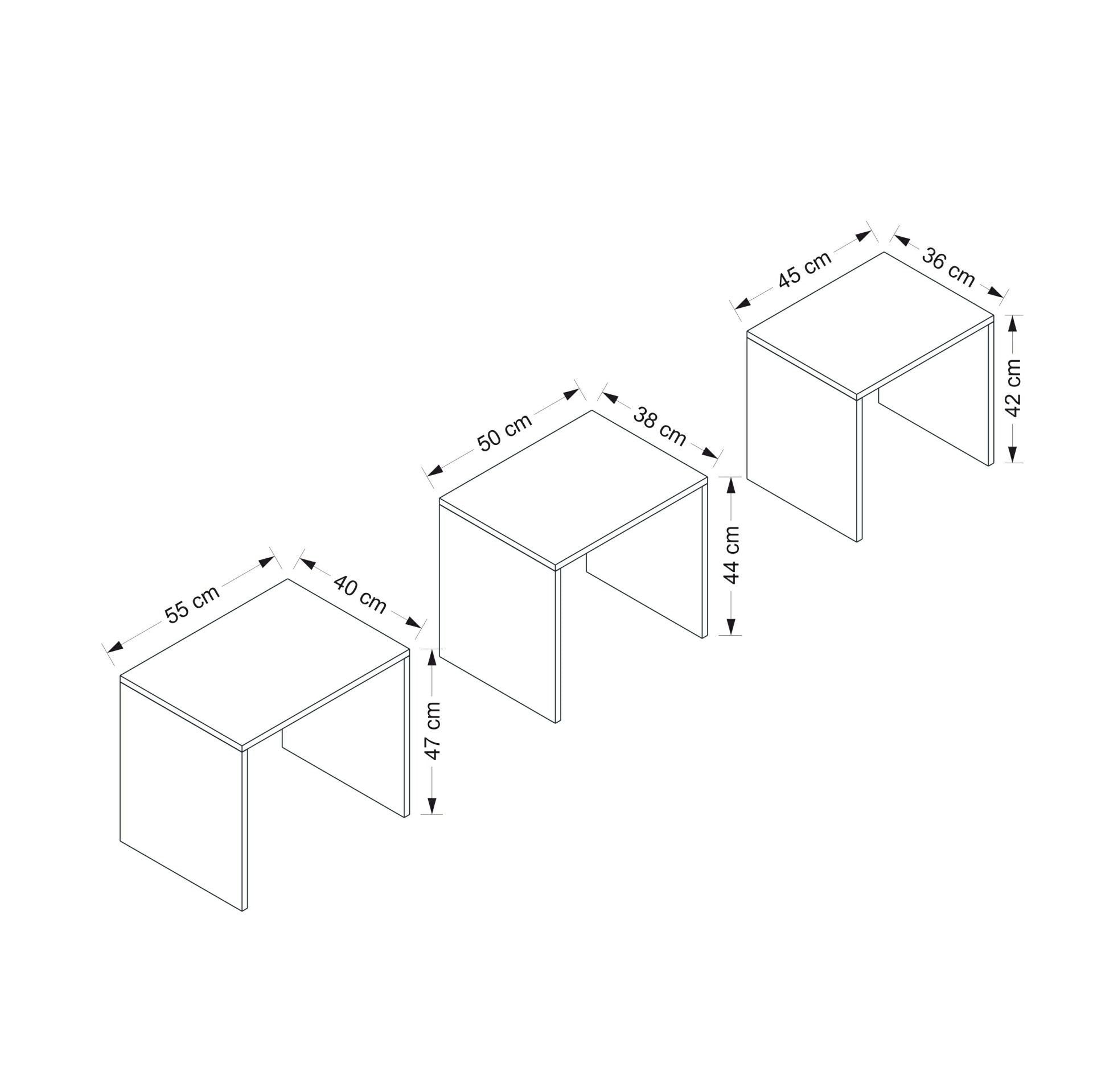 Ensemble de 3 tables basses gigognes Holbox Blanc