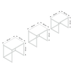 Ensemble de 3 tables basses gigognes style industriel Gili Métal Noir et Bois Anthracite