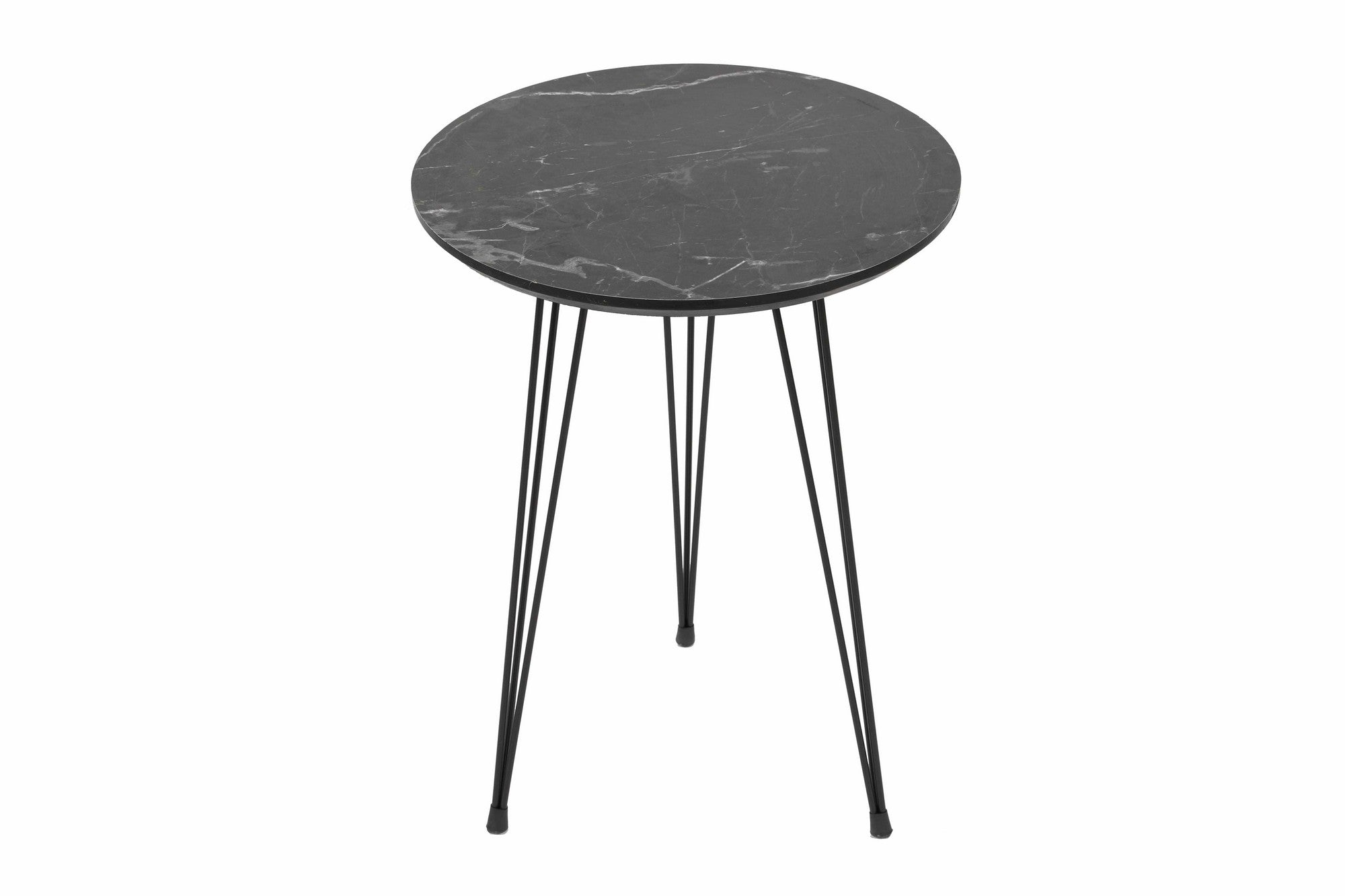 Ensemble de 3 tables gigogne Storm Métal et Bois Noir effet marbre