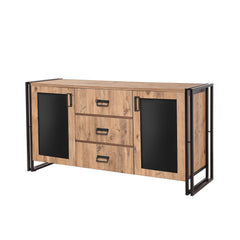 Ensemble de meuble de salon style industriel Aodh Métal Noir et Bois clair