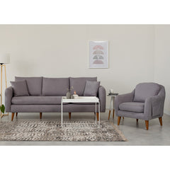 Ensemble fauteuil et canapé 3 places Meganisi Velours Gris