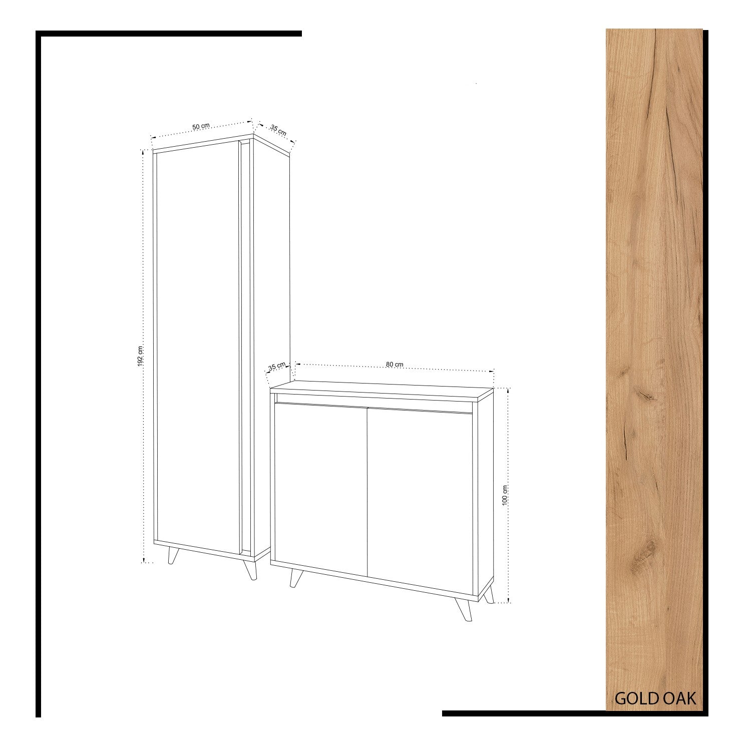 Ensemble meuble d'entrée Izanami Bois chêne clair et Blanc