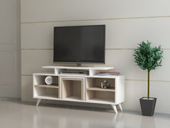 Ensemble meuble TV et 2 tables d'appointes Tango Bois clair et Blanc