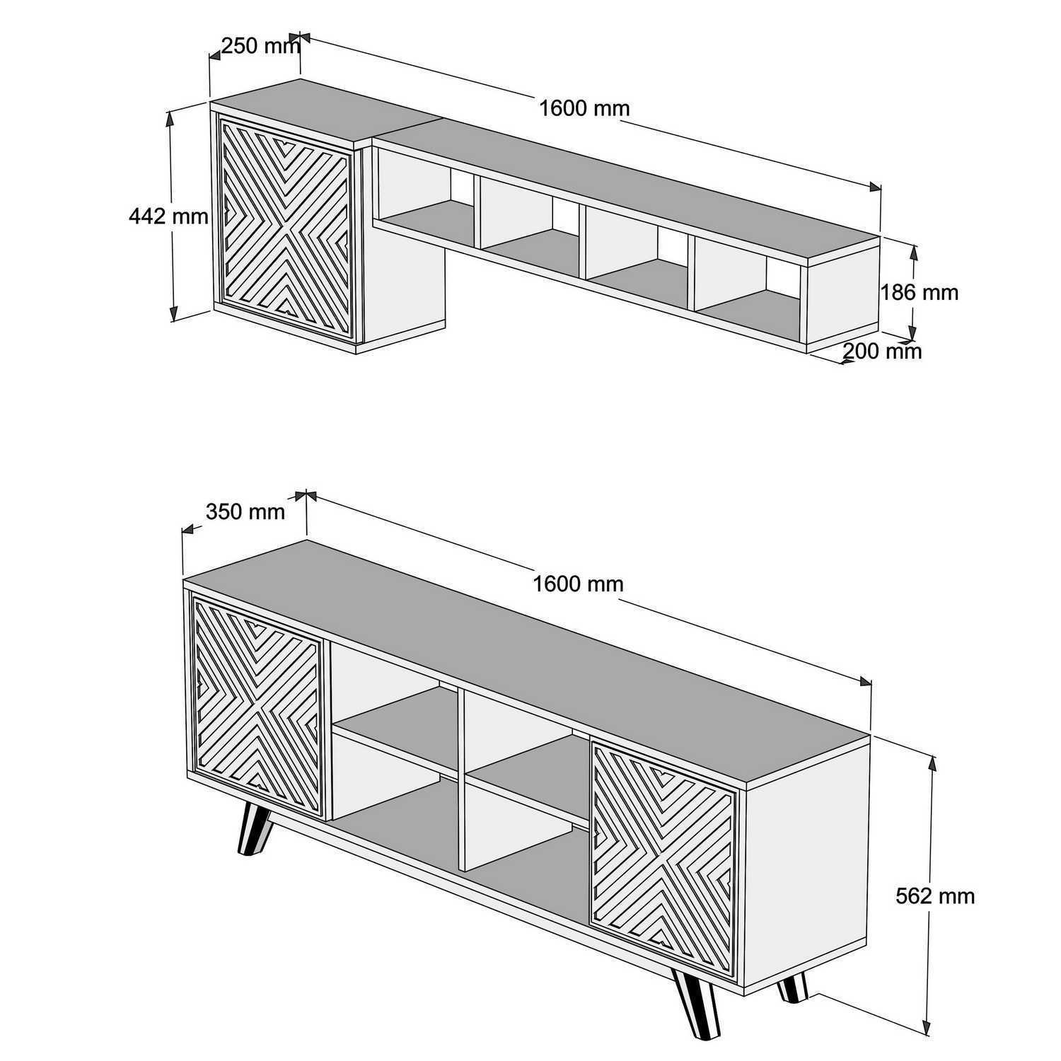 Ensemble meuble TV et étagère Waevo Bois et Bleu