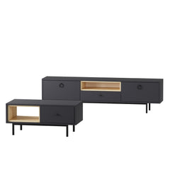 Ensemble meuble TV et table basse Naos Bois clair et Anthracite