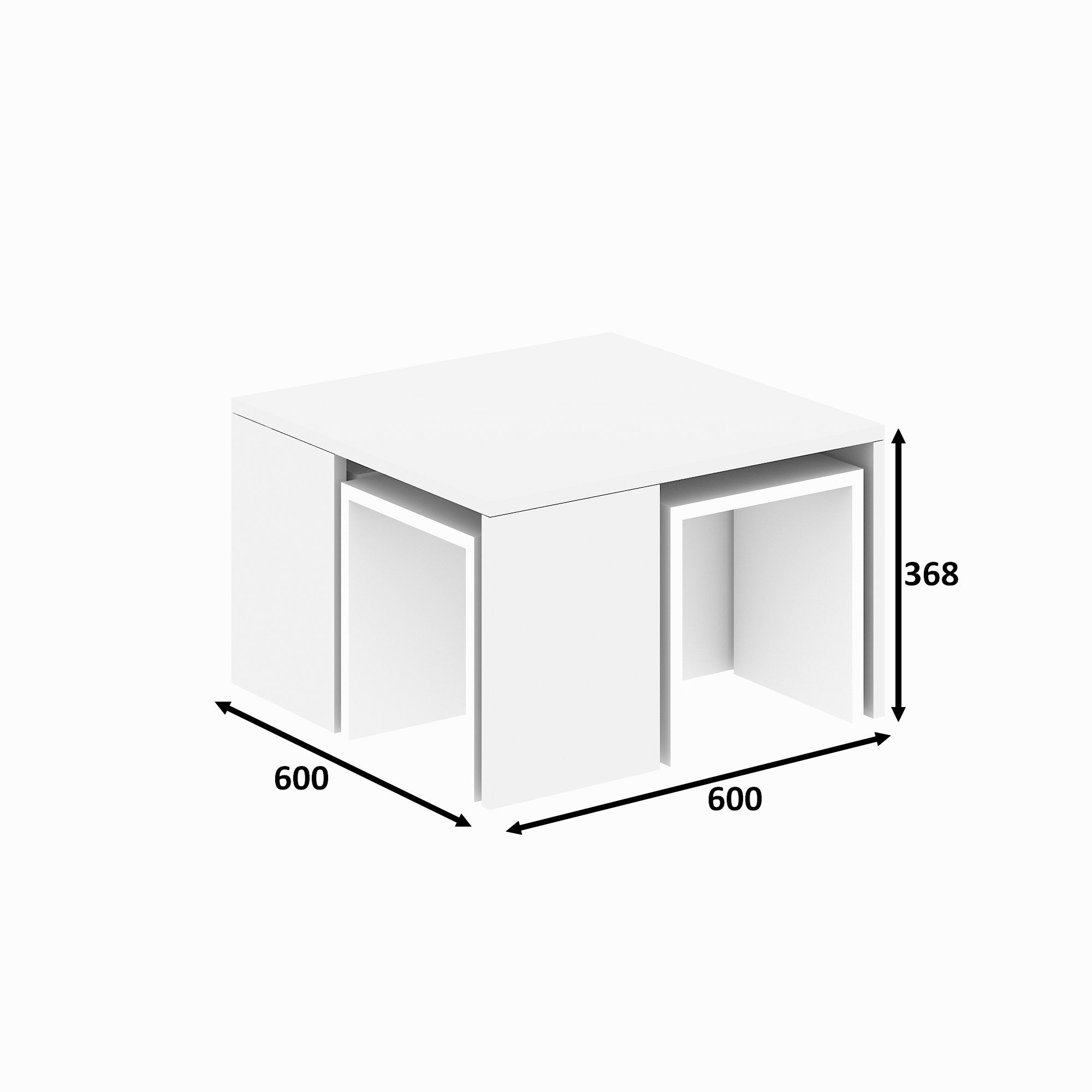 Ensemble table basse et tables d'appointes gigogne Adiunxi Blanc