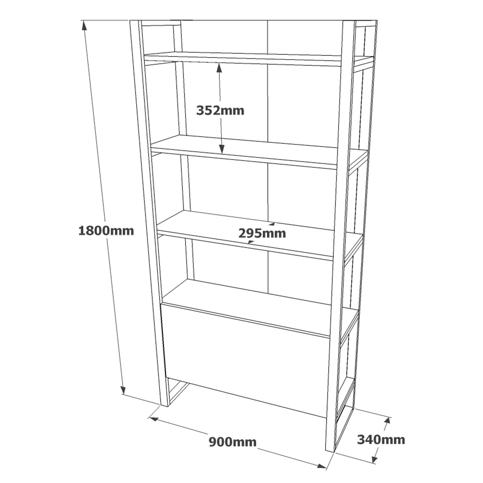 Etagère au sol Guinas H180cm Métal Noir et Bois Naturel