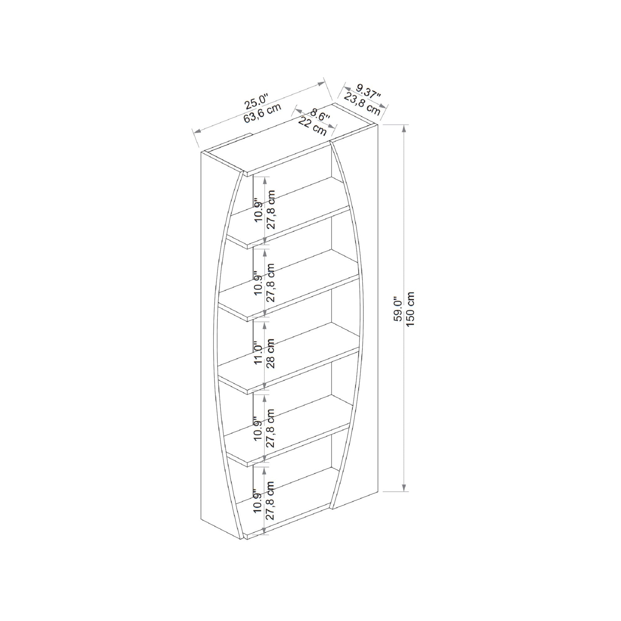 Étagère bibliothèque design Sheik L63,6cm Blanc et Bois clair