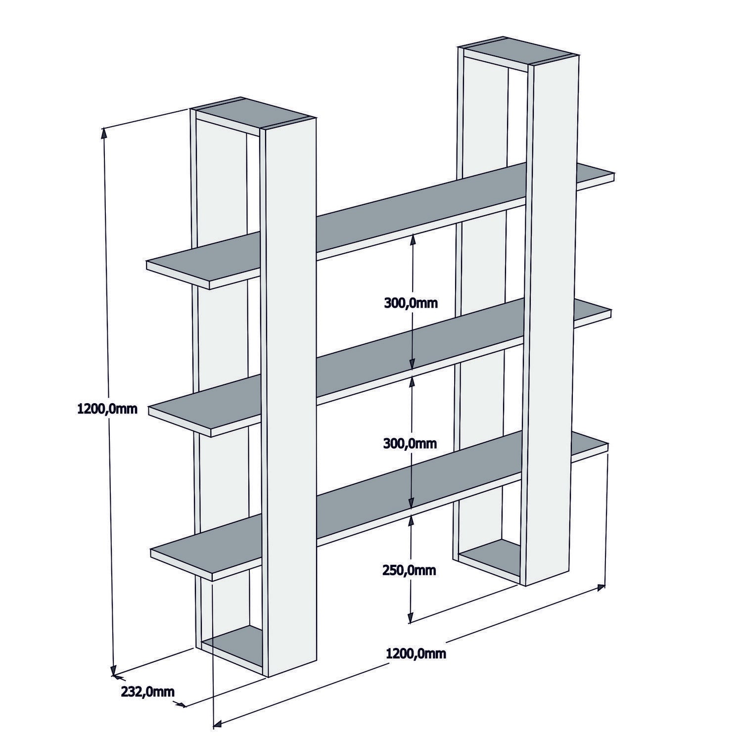 Étagère bibliothèque Infans 120cm Bois Noyer