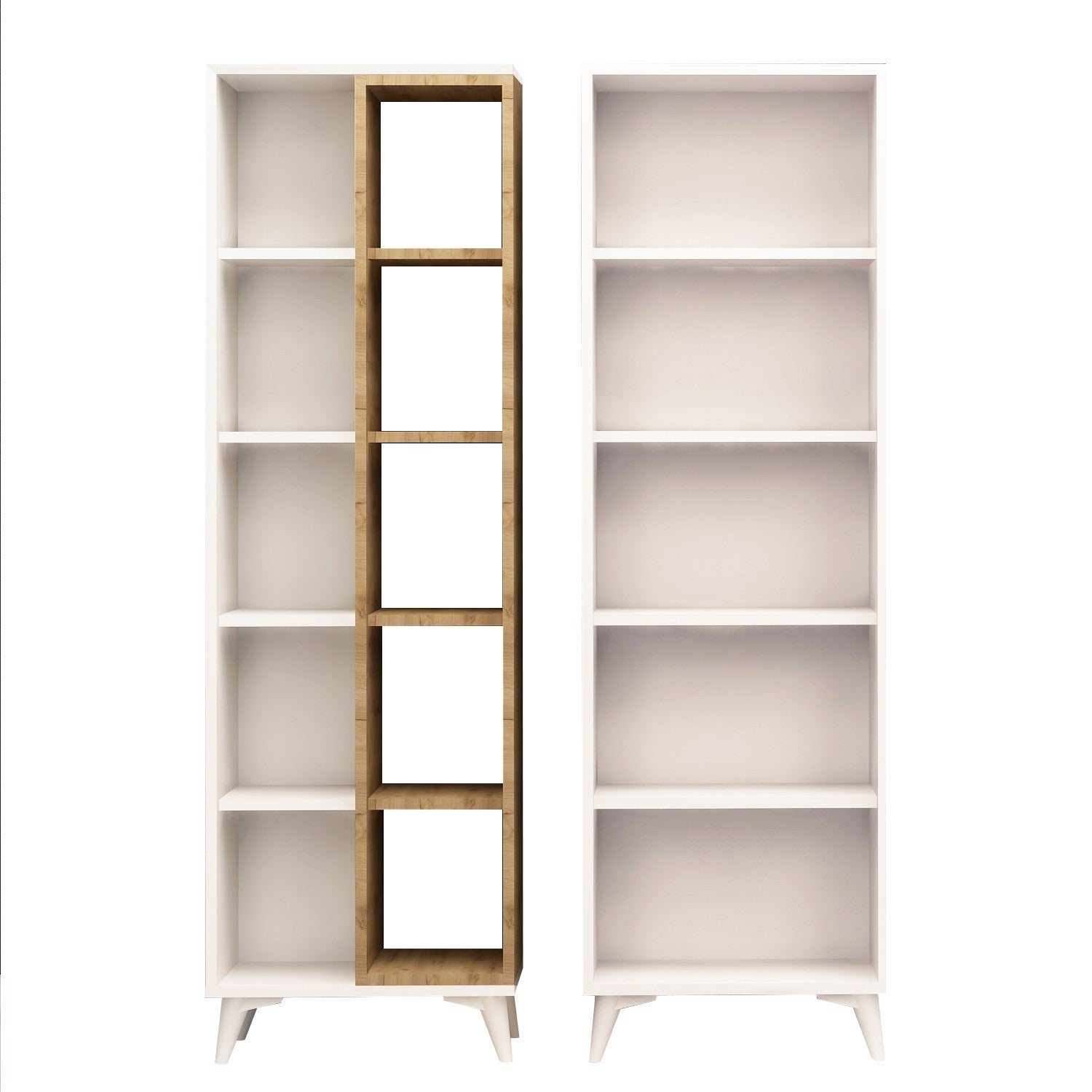 Étagère bibliothèque Mixtura L100xH162cm Chêne clair et Blanc