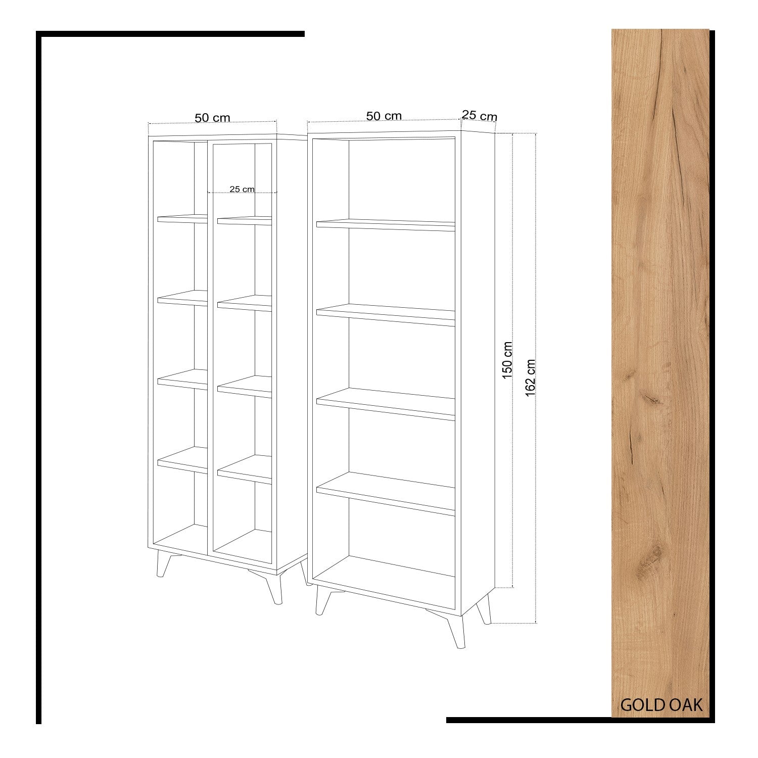 Étagère bibliothèque Mixtura L100xH162cm Chêne clair et Blanc