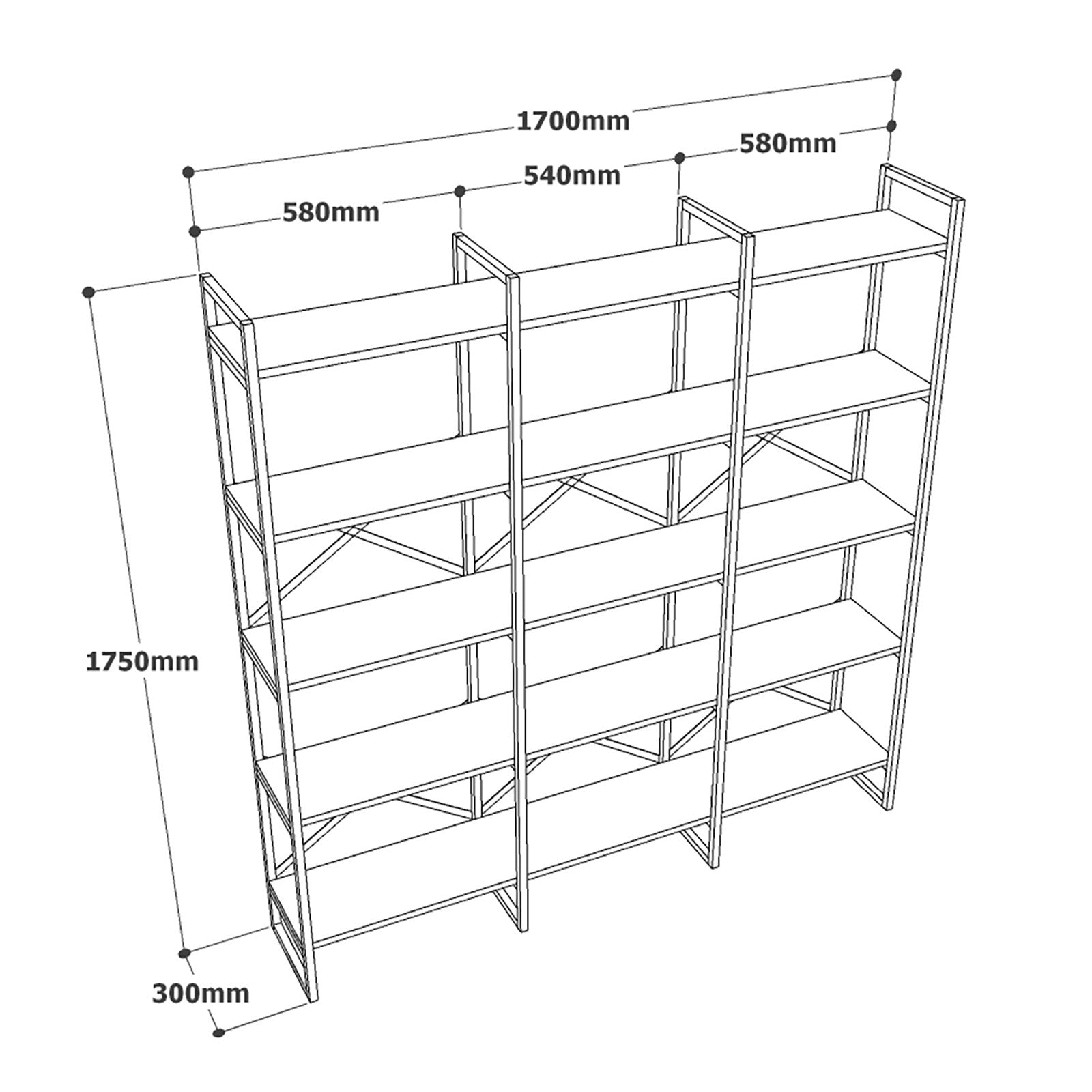 Étagère bibliothèque Opawa L170cm Métal Or et Bois Effet marbre Blanc