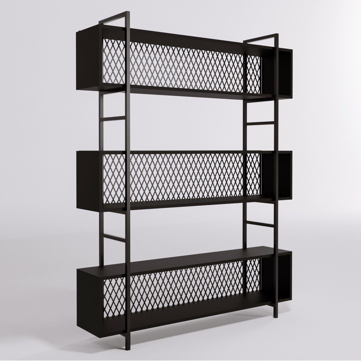 Etagère bibliothèque style industriel Mobilis L140xH180cm Bois et Métal Noir