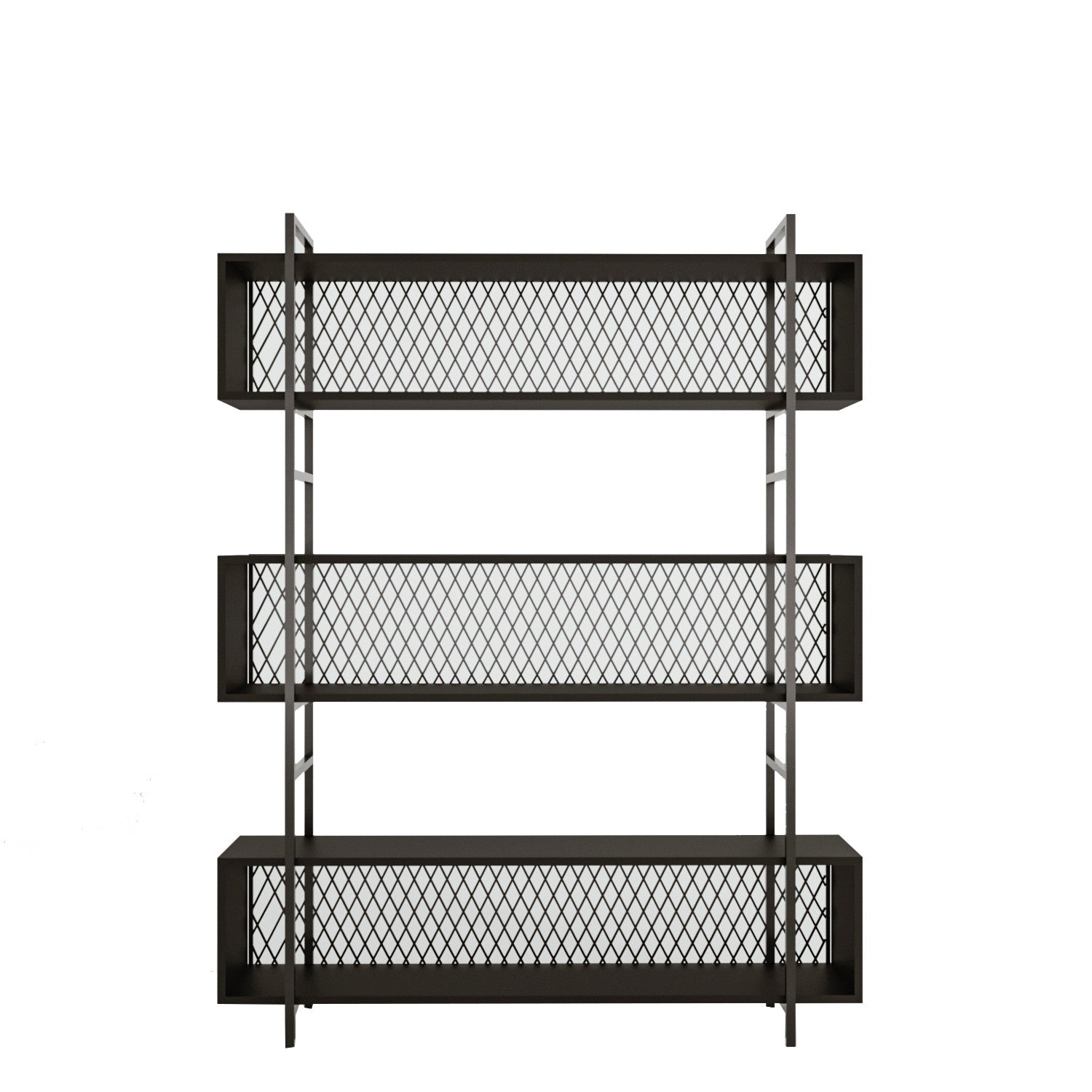 Etagère bibliothèque style industriel Mobilis L140xH180cm Bois et Métal Noir