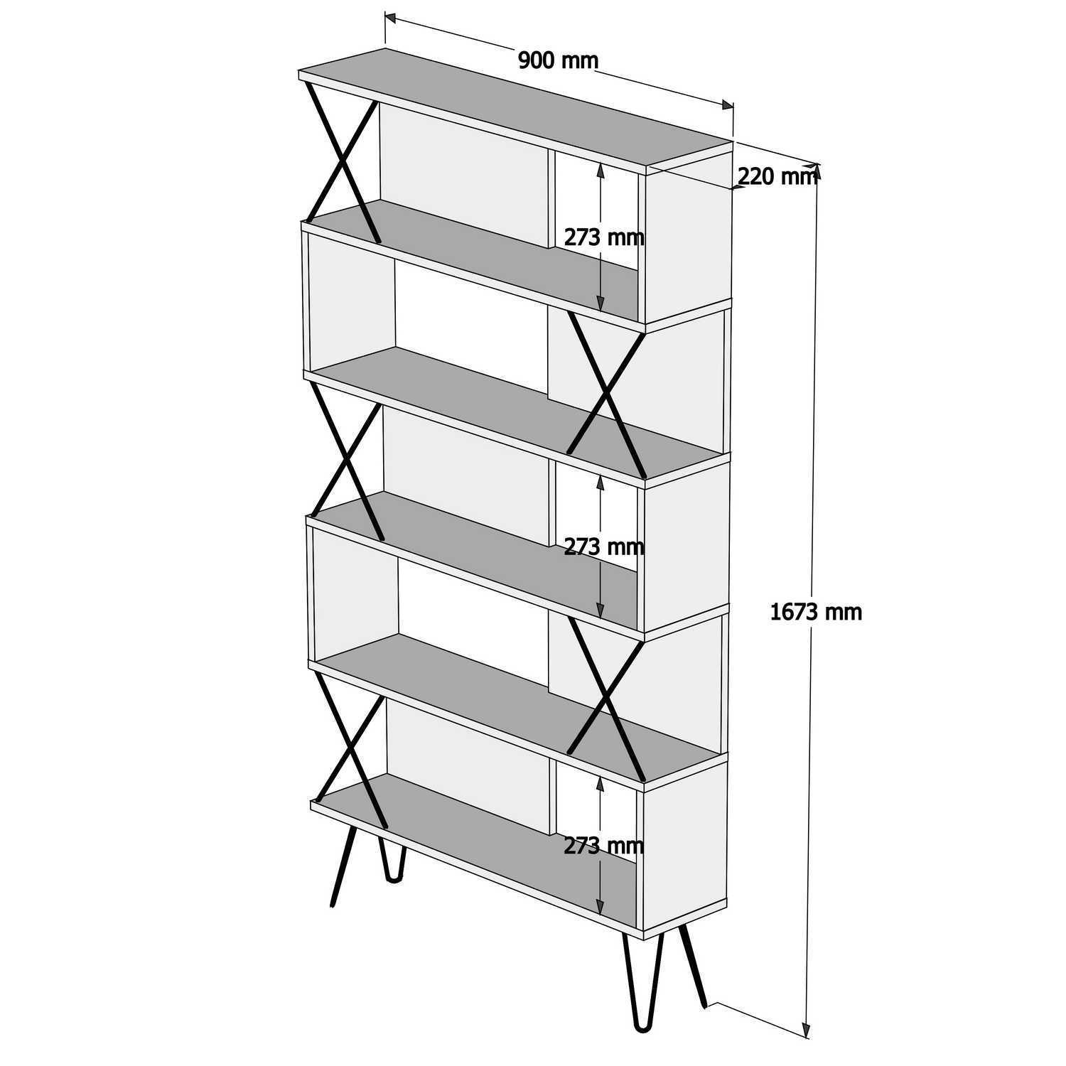 Étagère bibliothèque Transire H167,5 cm Mélaminé Blanc