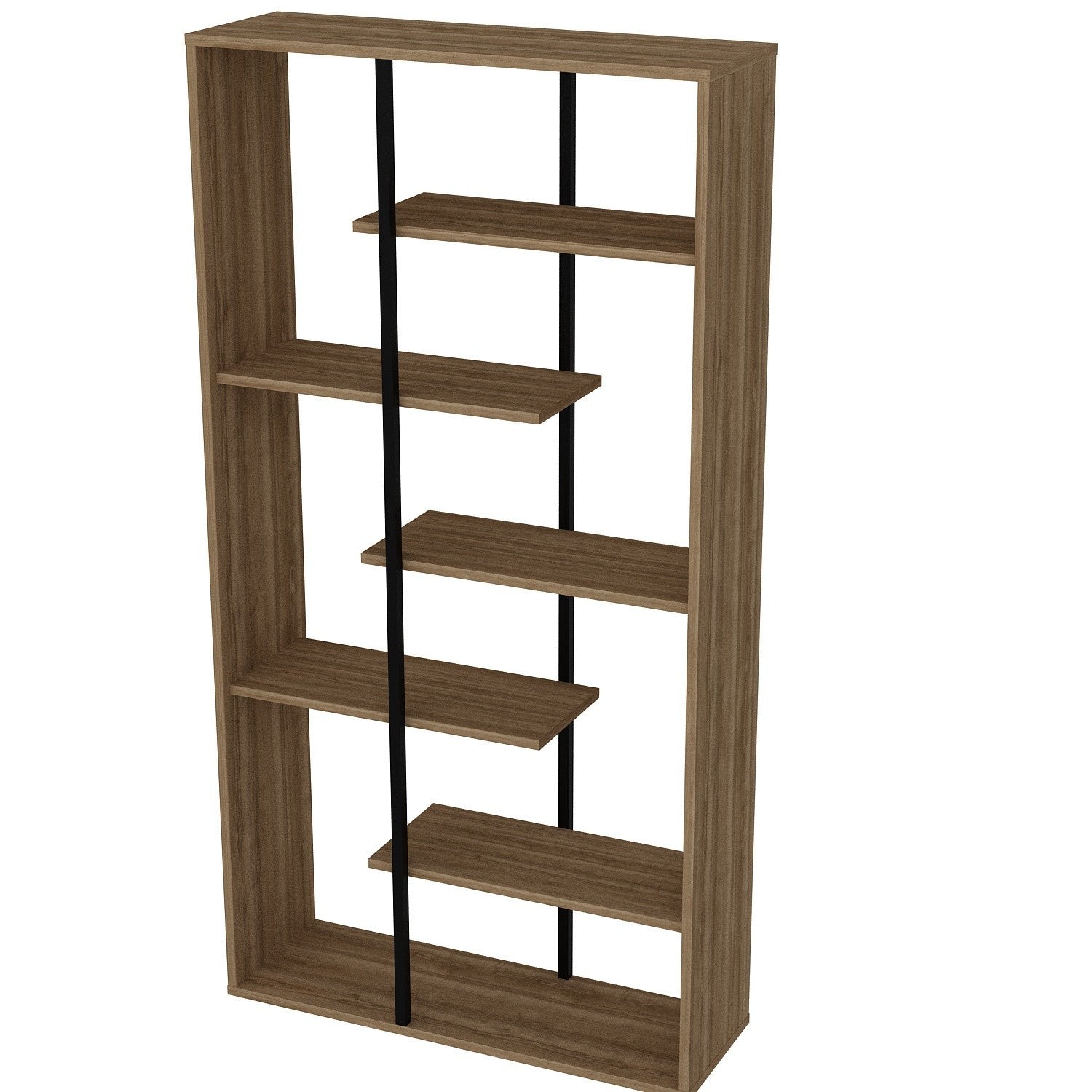 Étagère bibliothèque Turrim 173,2 cm Bois Noyer et Métal Noir