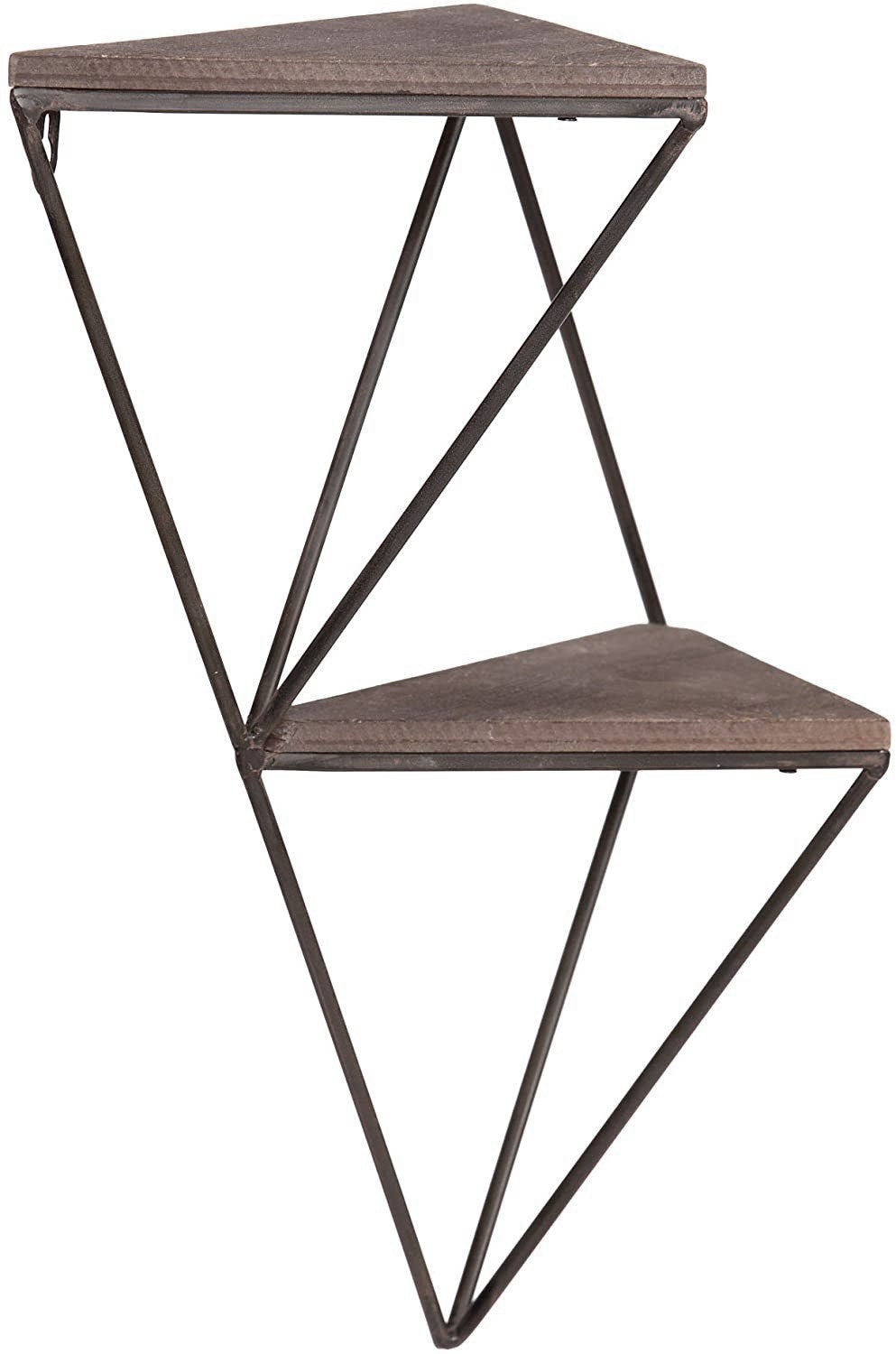 Étagère murale design Wingstar L33xH30cm Bois massif foncé et Métal Noir