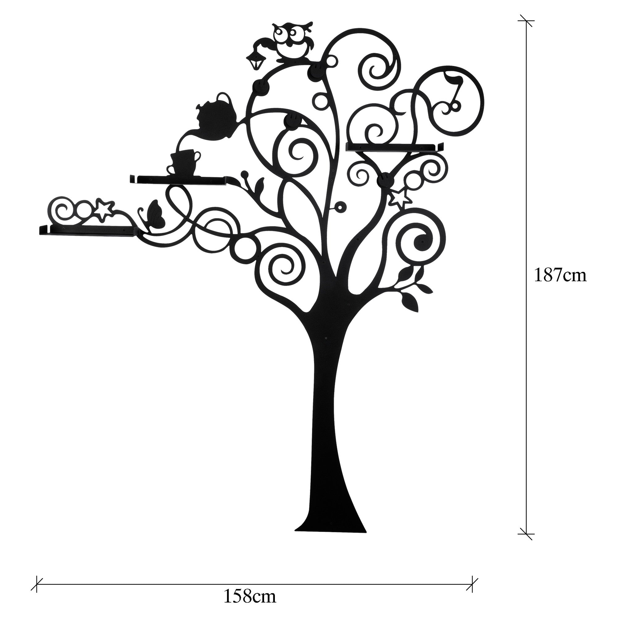 Etagère murale et patères Takumi Arbre Métal Noir