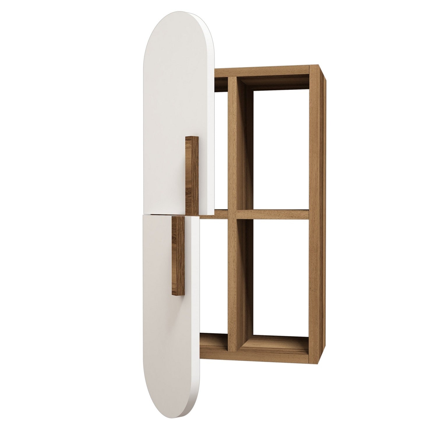 Étagère murale façade ovale Ellipsis L35xH80cm Bois et Blanc