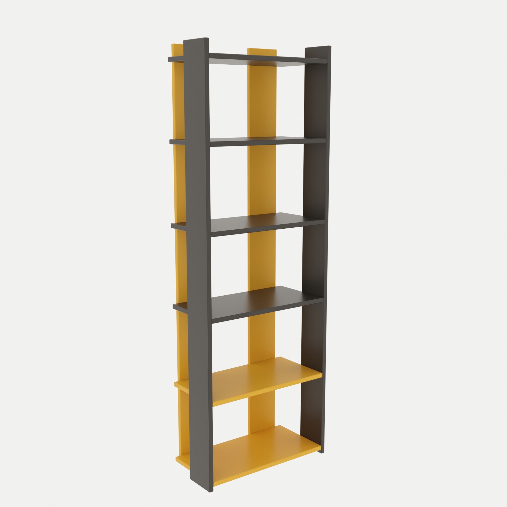 Etagères bibliothèque Biard L63xH180cm Anthracite et Jaune