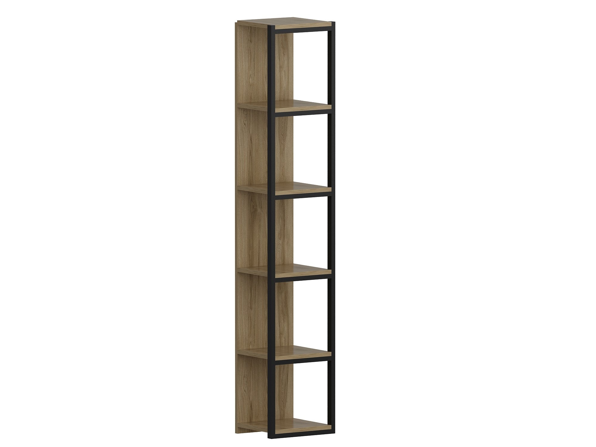 Etagères bibliothèque d'angle Clapus L33,7xH180cm Bois chêne clair et Métal Noir