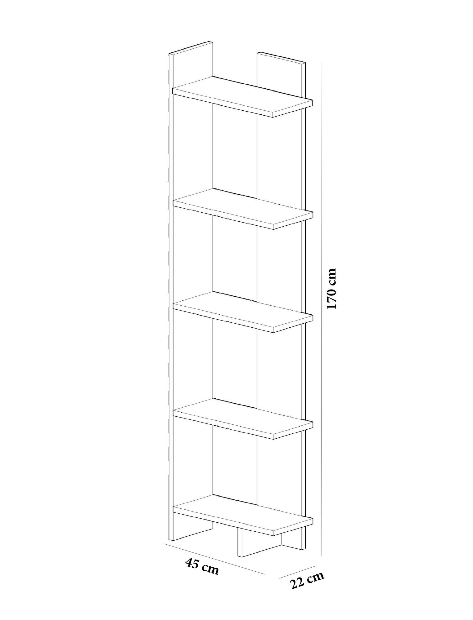 Etagères bibliothèque Mylene L45xH170cm Noir et Blanc