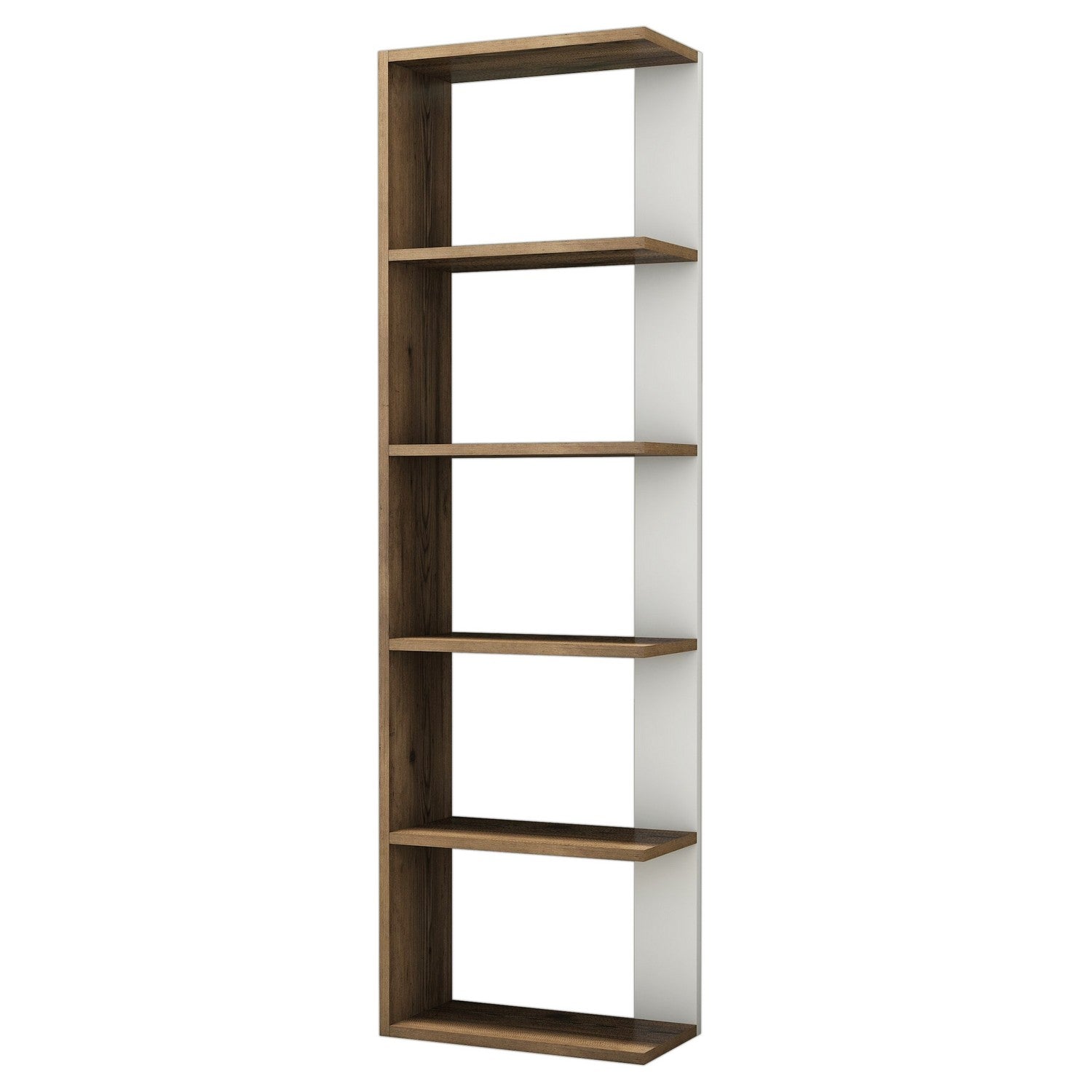 Etagères bibliothèque Olympia L46,8xH160cm Bois foncé et Blanc