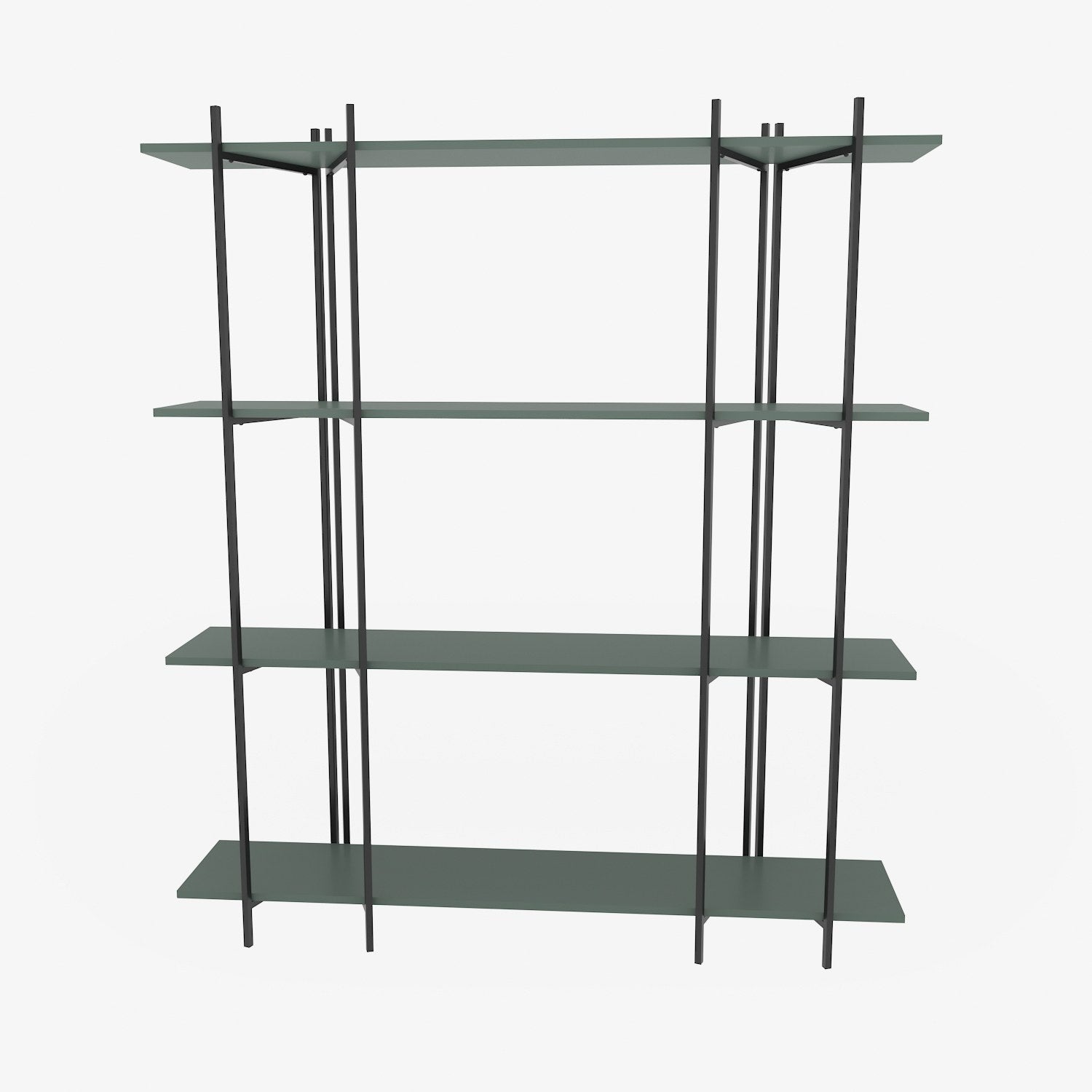 Étagères bibliothèque Teruel L160xH180cm Métal Noir et Bois Vert