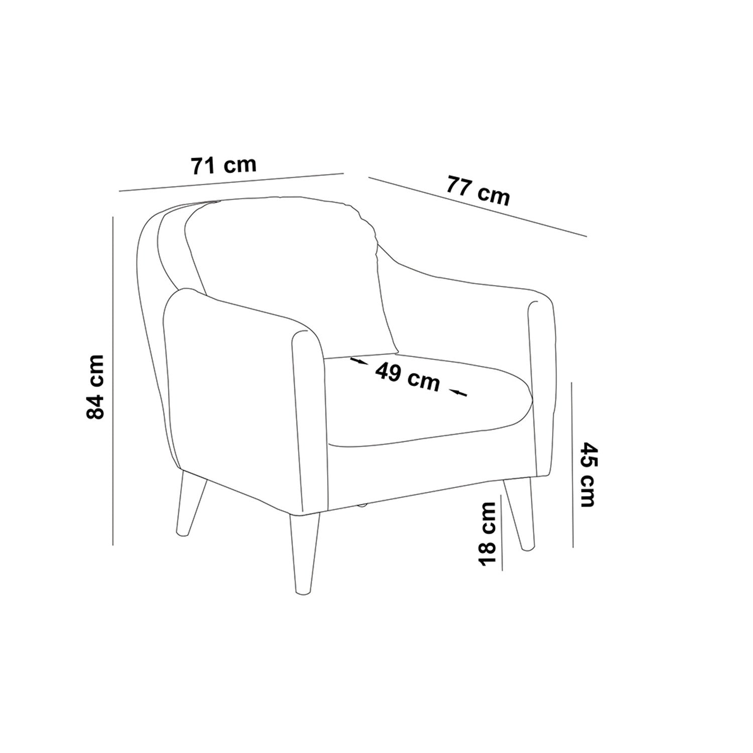 Fauteuil Ashild Pin massif Marron et Tissu Bleu foncé