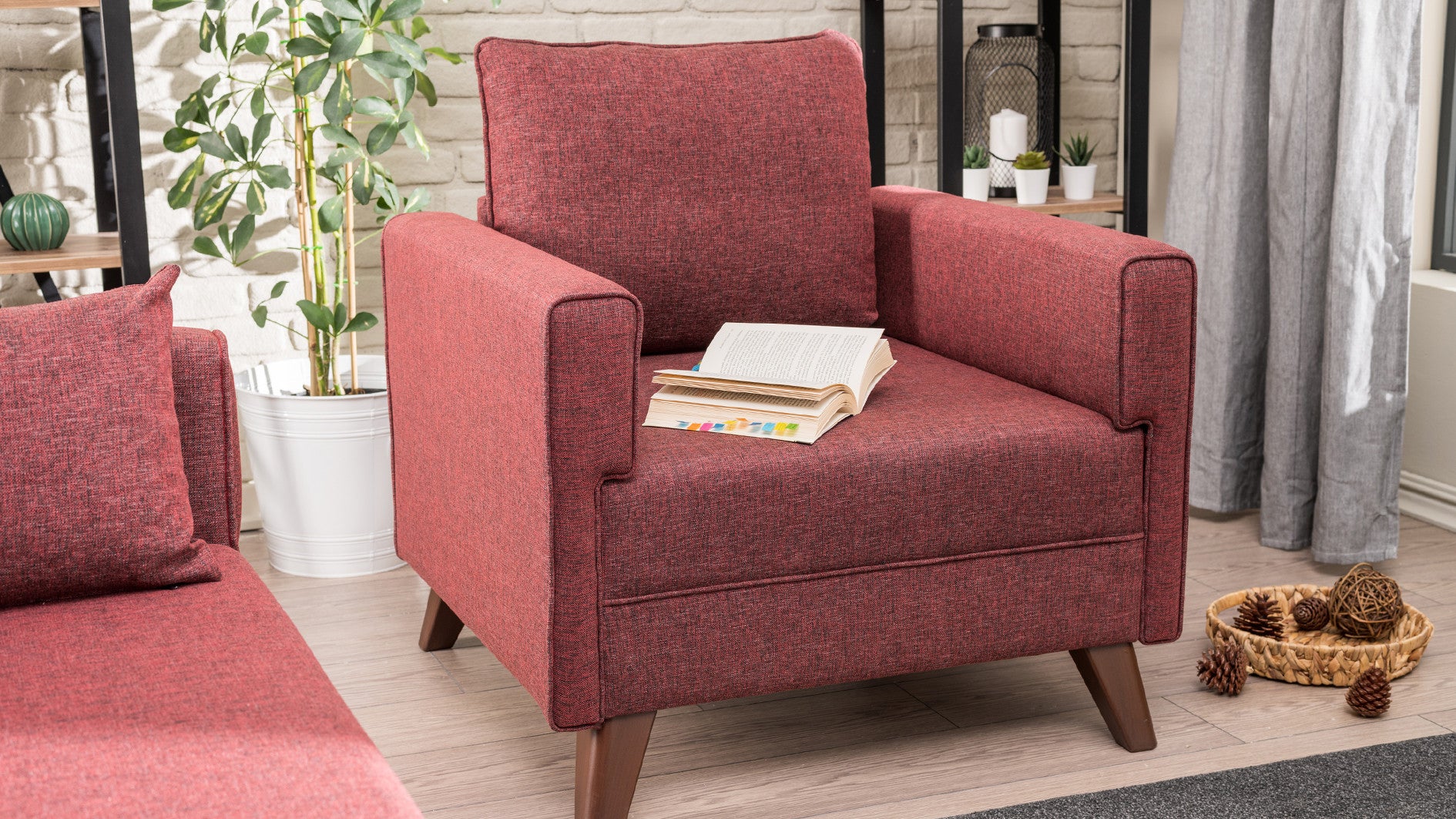 Fauteuil Hermoso Tissu Bordeaux