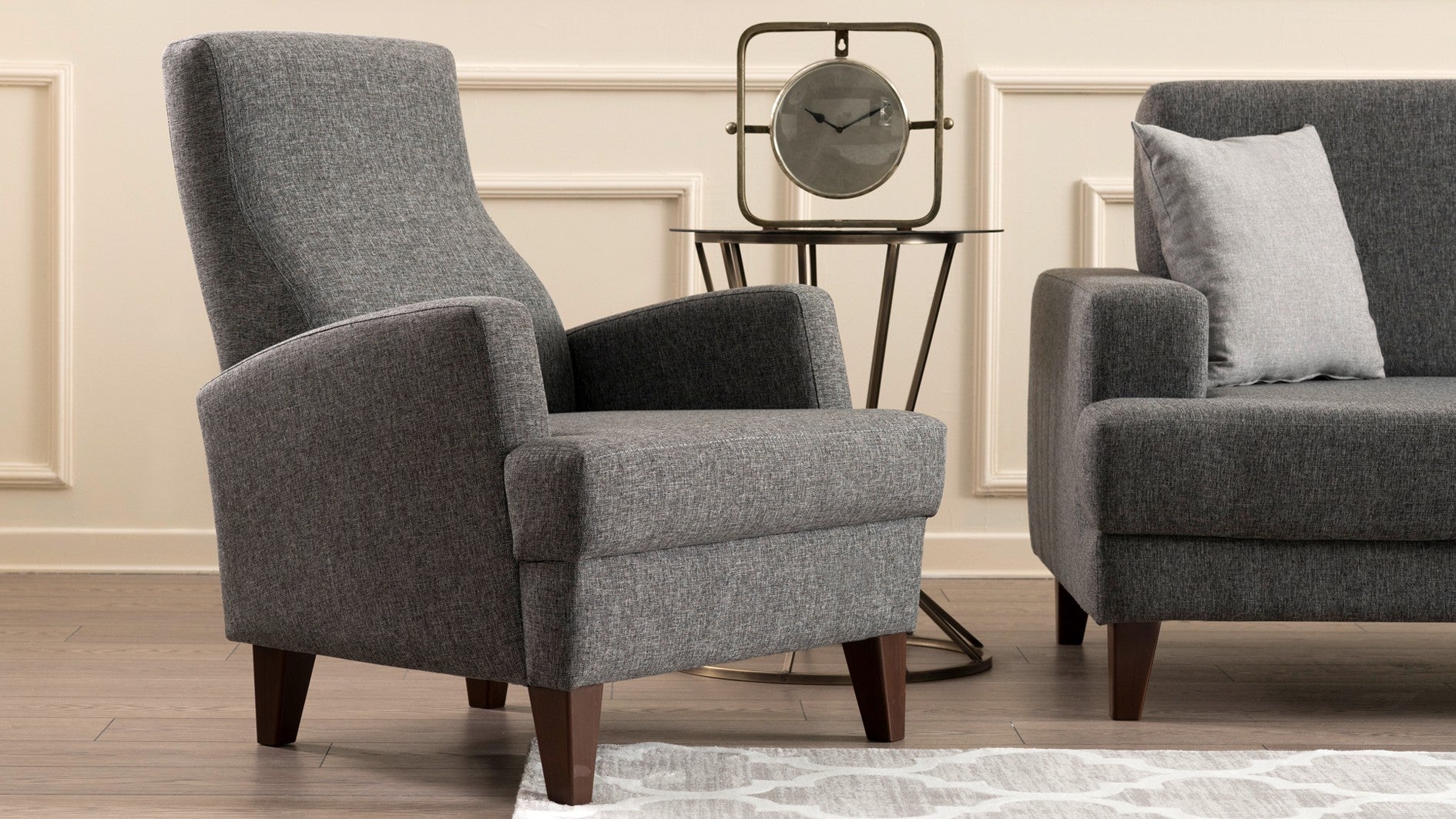 Fauteuil Juana Tissu Gris foncé