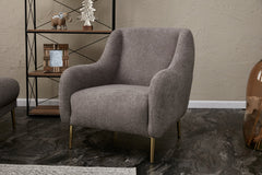 Fauteuil pied doré Juanita Tissu Gris