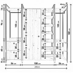 Garde-robe style industriel Mirri L200cm Métal Noir et Bois Chêne clair