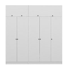 Armoire haute 5 portes battantes et 2 portes basculants Kuta L225xH235cm Bois Blanc