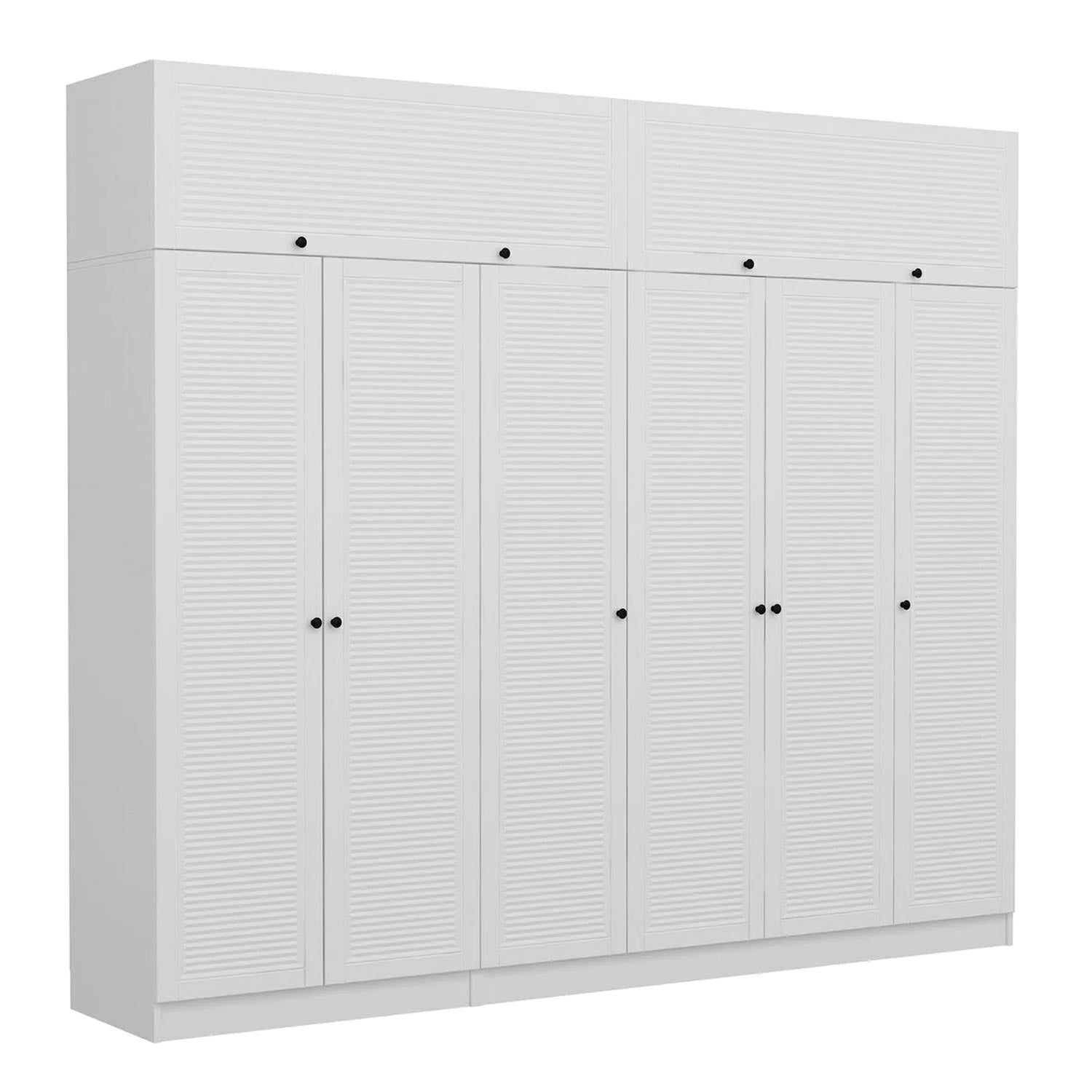 Armoire haute 6 portes battantes et 2 portes basculantes modèle 2 Kuta L270xH190cm Bois Blanc