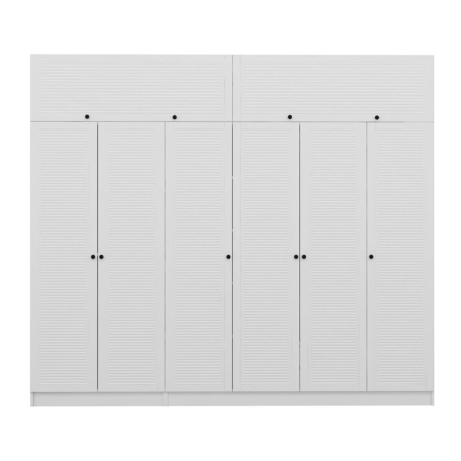 Armoire haute 6 portes battantes et 2 portes basculantes modèle 2 Kuta L270xH190cm Bois Blanc