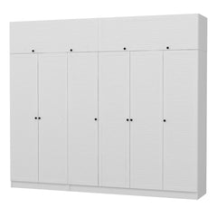 Armoire haute 6 portes battantes et 2 portes basculantes modèle 2 Kuta L270xH190cm Bois Blanc