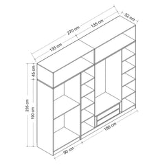 Armoire haute 6 portes battantes et 2 portes basculantes modèle 2 Kuta L270xH190cm Bois Blanc