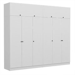 Armoire haute 6 portes battantes et 2 portes basculantes modèle 1 Kuta L270xH235cm Bois Blanc