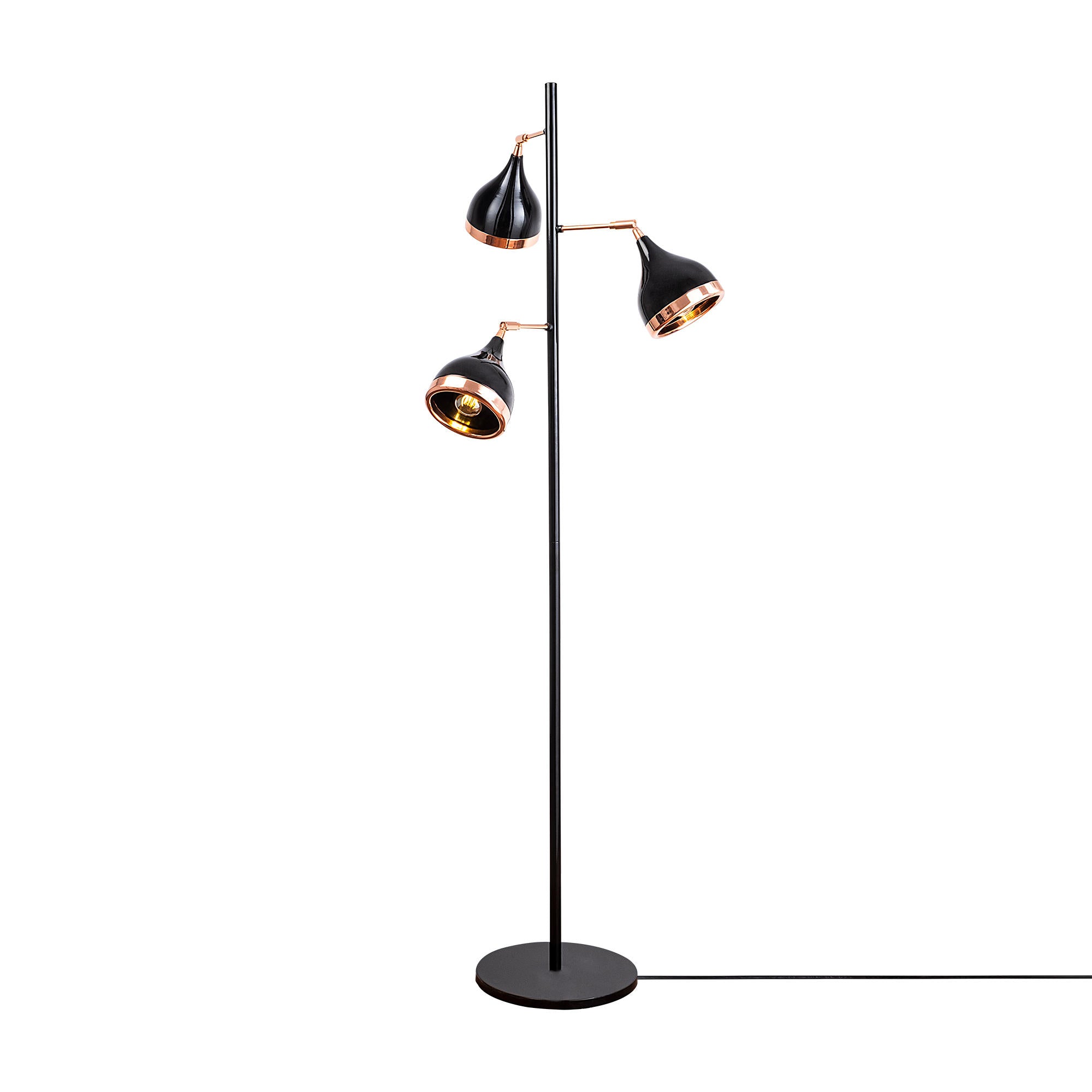 Lampadaire 3 ampoules Lectia H163cm Métal Noir et Or rose